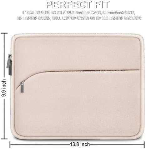 Laptop Case 13.3 inch, Portable Monitor Protective Laptop Sleeve with Front Pocket Computer Bag Compatible with MacBook Air Pro 13.3 inch 14 inch, Dell, HP, Light Pink