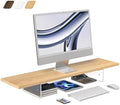 Monitor Stand Riser,Wood & Acrylic Computer Monitor Stand with LED Light,Desk Accessories Desktop Organizer Stand for Computer,Laptop,Printer,PC & TV Screen Riser