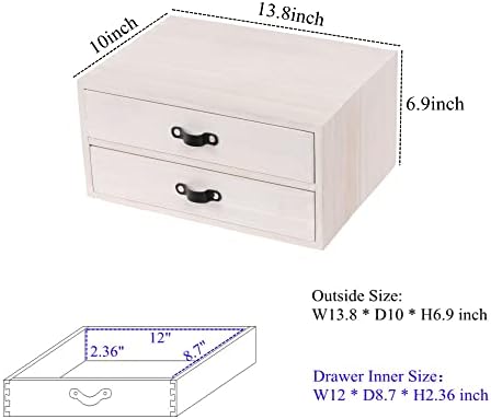 DDYURI Desk Organizer Drawers for Office Supplies Kitchen Storage - Wood Makeup Organizer Box/Countertop Drawers Chest for Dresser Wooden Cabinet Printer Stand Machine Shelf White (FAX2C-WH）