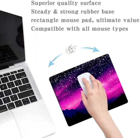 Purple Galaxy Nebula Universe Space Mountains Mouse pad,Personalized Design Mousepad Non-Slip Rubber Base Mouse Pads for Desk,Square Waterproof Non-Slip Rubber Base Mousepad for Office Laptop