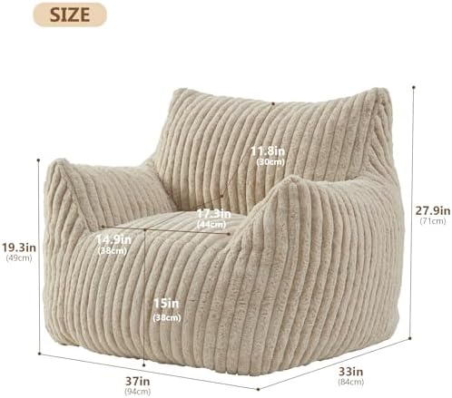 Achicsofar Bean Bag Chair for Adults Teens, Comfy Faux Fur Beanbag Armchair