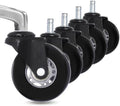 AXL 2.8” Heavy Duty Office Chair Caster Wheels Replacement, Universal Fit PU Rollers for Hardwood & Carpet, Scratch-Free & Noiseless (Set of 5) (Grey/Black, 2.8 inch Black Bracket)