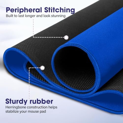 31.5" x 15.7" Waterproof Fabric Office Desk Pad, Rubber Anti-Slip Base,Blue