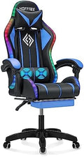 RGB Gaming Chair with LED Lights Massage Ergonomic Computer Chairs-Blue