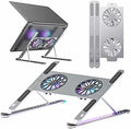 Vented Computer Stand for Laptop, Laptop Stand for Desk Adjustable Height with Fan 8-Angle Adjustable Laptop Stand for Desk Premium Aluminium Alloy Material Suitable for All Laptop
