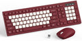 Wireless Keyboard and Mouse Combo Silent for Office and Home(Wine Red-B)