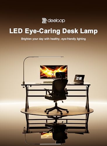 deeloop CRI95+ LED Desk Lamp, Eye-Care Clamp Light, 16" Workspace Lamp