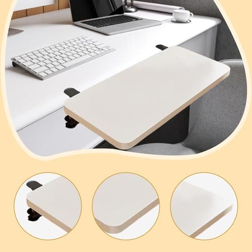 Desk Extension Shelf Board Keyboard Tray Ergonomic for Home Office, Practical Supplies for Computer Table Arm Rest Expansion- White