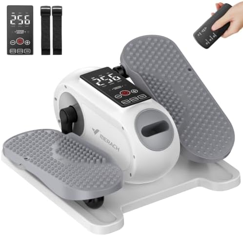 MERACH Under Desk Elliptical Machine, Seated Pedal Exerciser with Straps