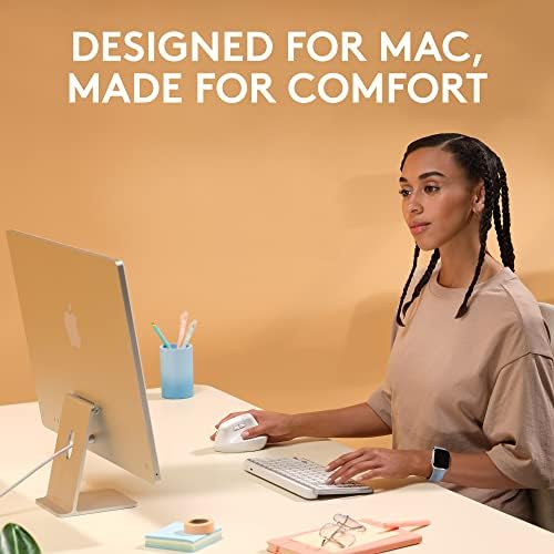 Logitech Lift for Mac Wireless Vertical Ergonomic Mouse, Bluetooth, Quiet Clicks, Silent Smartwheel, 4 Customizable Buttons, for macOS/iPadOS/MacBook Pro/Macbook Air/iMac/iPad - Off White (Renewed)