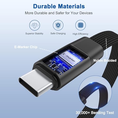 Mitesbony 3Pack 5FT 240W USB C to USB C Cable with Built-in Phone Stand