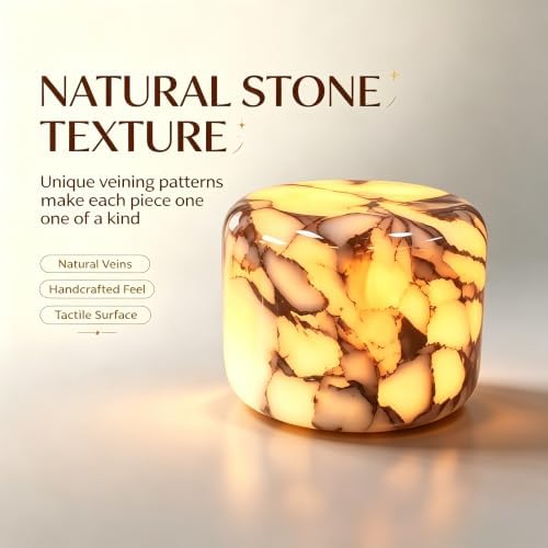 Natural Marble Lamp Cordless Touch Control Night Light Rechargeable Small Marble Table Lamp, Dimming Warm Glow Portable Marble Touch Lamp for Bedroom, Living Room, Decor Gift (Purple)