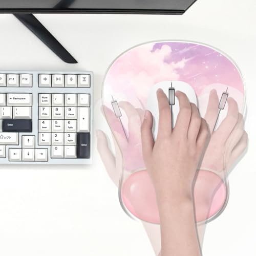 Sumgsn Pink Mouse Pad with Gel Wrist Support - Cute Office Accessories