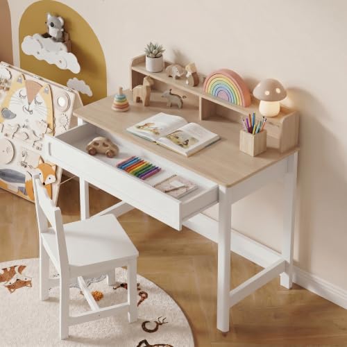 39 Inch Small Computer Desk with Drawer and Hutch