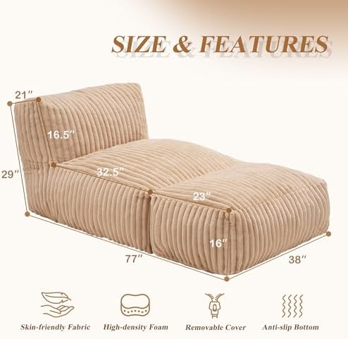 Hobestluk Large Bean Bag Chairs for Adults Giant BeanBag Couch Lounger