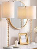 Buffet Lamps Set of 2, 28.5”H Modern Luxury Lamps with Marble Base, Brass Finish and Linen Shade, UL Certified – Elegant Lighting for a Warm Atmosphere in Entryway, Living or Dining Room