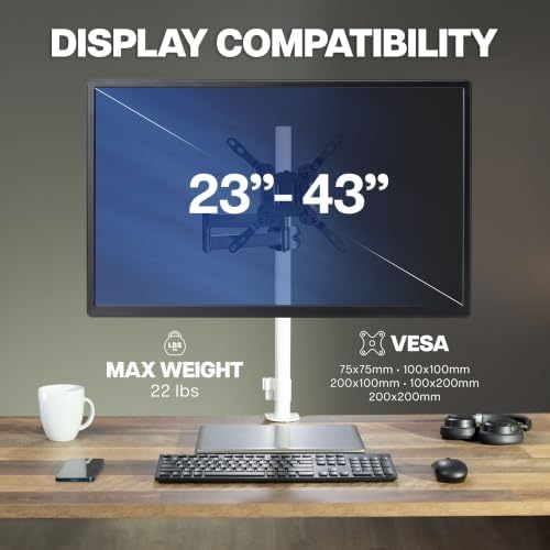 VIVO Black Long Pole Mount Monitor Arm