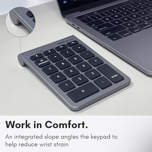 Macally Bluetooth Number Pad for Laptop - Wireless Numeric Keypad - 22 Key Numeric Keypad for Data Entry, Numpad Compatible with MacBook, iPad, iPhone, iOS, Laptop, PC, Android