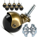 Zerobe 2" Ball Caster Wheels: Antique Brass Swivel Casters (8-Pack)