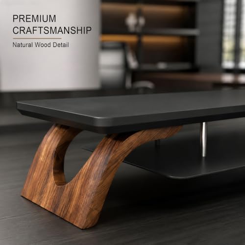 42.5''Dual Monitor Stand Riser for 2 Monitors with Acacia Wood, Black