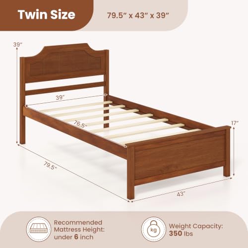 Queen Bed Frame, Platform Bed w/Headboard & Solid Wood Legs