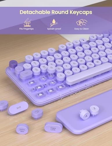 Wireless Keyboard and Mouse Combo, Cute Typewriter, Magnetic Wrist Rest
