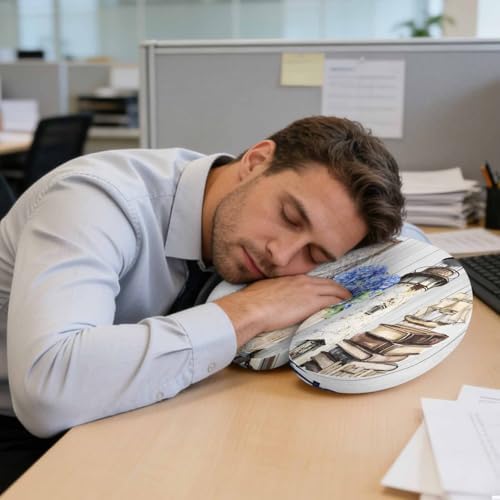 Neck Pillow Vintage Lighthouse Anchor Flower Washable Memory Foam Pillow for Airplane Office Car Sleeping, Shell Starfish on Desk Travel Pillows U Shaped Stretch Neck Support Pillows