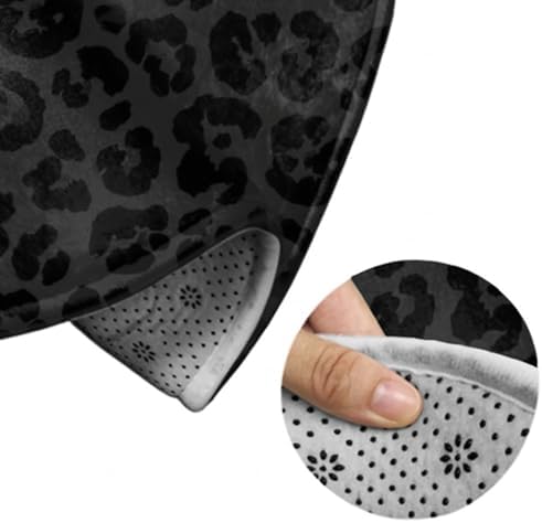 Highly Premium Quality Floor Mat, Office Chair Decor Mat, Room Sofa Yoga Soft Round Carpet Dark Gray Leopard Cheetah Print Black