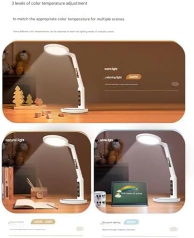 Multifunctional LED Eye Protection Desk lamp | No Flicker, Anti-Blue Light, 5-Speed dimming and Color Adjustment, USB Charging and Portable (Clock Charging)