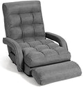 GIANTEX Folding Floor Chair with 6-Position Adjustable Backrest (Grey)