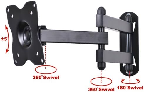VideoSecu ML12B TV LCD Monitor Wall Mount Full Motion 15 inch Extension Arm Articulating Tilt Swivel for Most 19"-31" LED TV Flat Panel Screen with VESA 100x100, 75x75 1KX