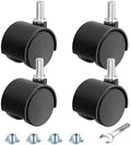 2 Inch Furniture Stem Casters Set of 4, Threaded Stem Diameter 5/16" Plastic Caster Wheels, Black Swivel Small Castors with T-Nuts, for Table, Cabinet, Storage Rack