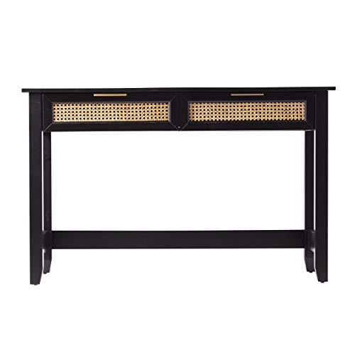 Holly & Martin Chekshire Storage Console Table, Black Rattan