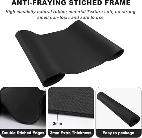 Large Mouse Pad Desk Mat Office Desk Pad with Stitched Edges, Black