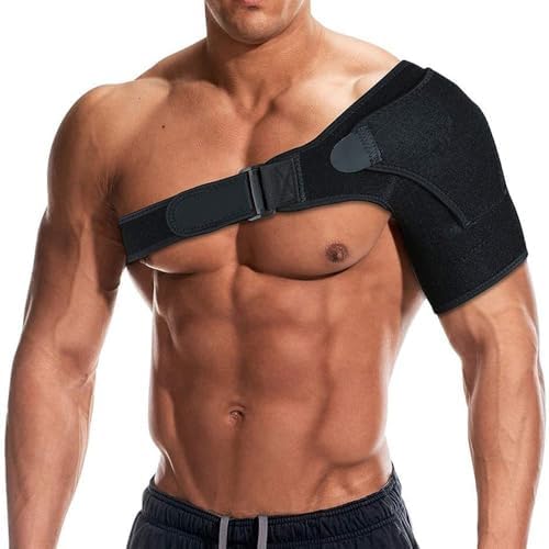 Shoulder Brace for Men & Women - Adjustable Compression Support for Rotator Cuff & Arthritis Pain Relief, Shoulder Injury Stabilizer, Universal Fit Left/Right (Black L)