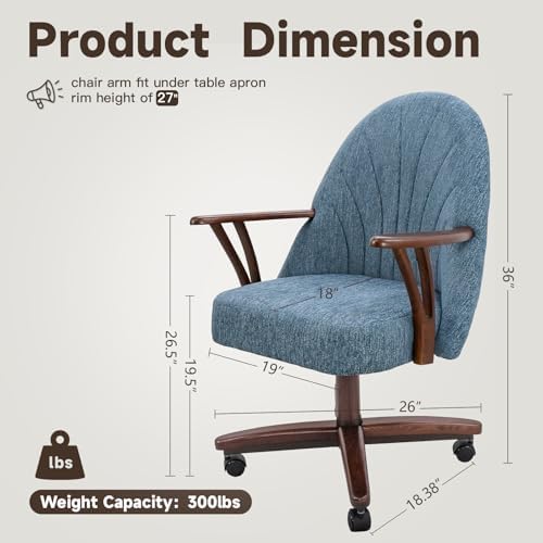 Chromcraft Bailey Swivel-Tilt Caster Dining Chair - Walnut - River - 4pc