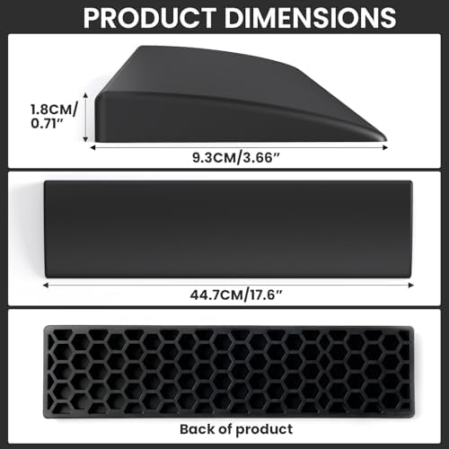 Silicone Wrist Rest for Full-Sized Mechanical Keyboards - Honeycomb Anti-Slip Base, 17.6-Inch Palm Support for Ergonomic Typing and Pain Relief (Black, 17.6)