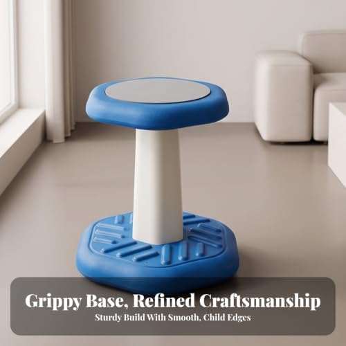Gralara Active-Sitting Dynamic Seat Broad Textured Base, Balance Stool with Padded Cushion, Sensory-Friendly, Stool with Padded Top, for Classrooms, Playrooms, Red