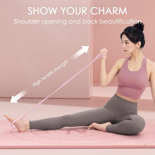 Adorila Figure 8 Resistance Band, Elastic Bands for Exercise for Arm, Shoulder, Back, Leg Stretching, Portable Home Office Elastic Training Band for Yoga, Pilates, Fits