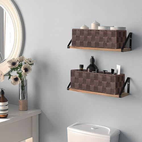 Posprica Woven Baskets, Storage Baskets for Organizing (Set of 8), Cube Baskets Bin Container Matching Storage Boxes Organizers for Pantry, Office, Shelves, Media-room
