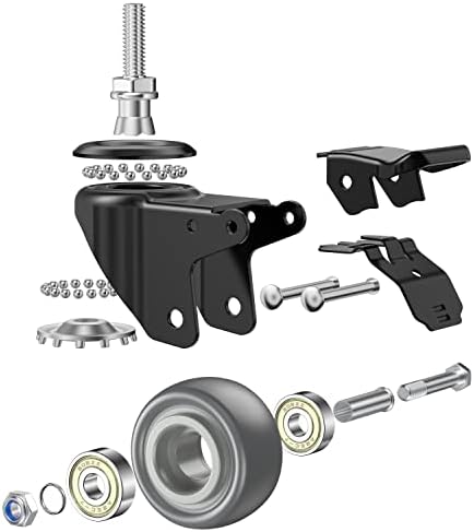 2 Inch Swivel Caster Wheels Set of 4, Metric M8-1.25 Threaded stem(Bolt Diameter 8mm, Length:1″) Durable Soft Rubber casters with Double Lock Mechanism, castors for Carpet Hardwood Floor