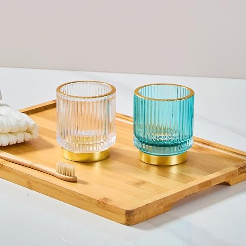 Makeup Brush Holder Organizer,Toothbrush Holders,Desk Pen Pencil Holder,Multifunctional Vintage Glass Brush Cup（S/White/A3-14-US）