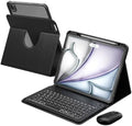 YBING for iPad Air 13 Inch & Pro 12.9 Case with Keyboard and Mouse, 7 Colors Backlit Detachable Keyboard & 360° Rotating Cover (iPad Placed Horizontal or Vertical) with Pencil Holder (Black)