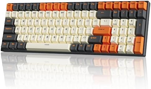 RK ROYAL KLUDGE RK100 Wireless Mechanical Keyboard RGB Backlit Bluetooth5.1/2.4G/Wired 96% Full Size 100-Key Hot Swappable Gaming Keyboard Brown Switch Carbon