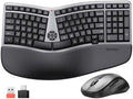 MEETION Ergonomic Wireless Keyboard Mouse, Split Palm Rest Keyboard, Black
