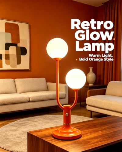 Lightdot Orange Table Lamp Dimmable Vintage Globe Lamp G9 2 Bulbs Included