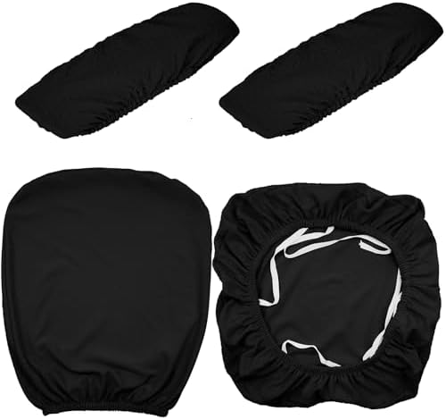 Tallew 4 Pcs Office Chair Covers Set Computer Armrest Slipcover Seat, Black