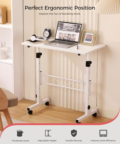 Standing Desk Adjustable Height, Mobile Stand Up Desk with Wheels