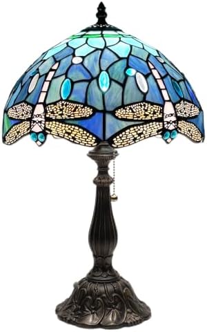 Tiffany Stained Glass Lamp Blue Dragonfly Table Lamp