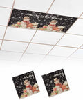 Black Christmas Magnetic Fluorescent Light Covers for Ceiling Lights 2 x 4 Feet,Vintage Snowflakes Snowman Bear Farmhouse Office Classroom Kitchen Drop Ceiling Light Covers Filters Shade Panel 2 Packs